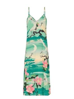 Spell Nightingale Slip Dress in Teal, Small